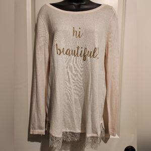 NWT LC Lauren Conrad Pink Shirttail Tunic W/ Gold Lettering Sz MED